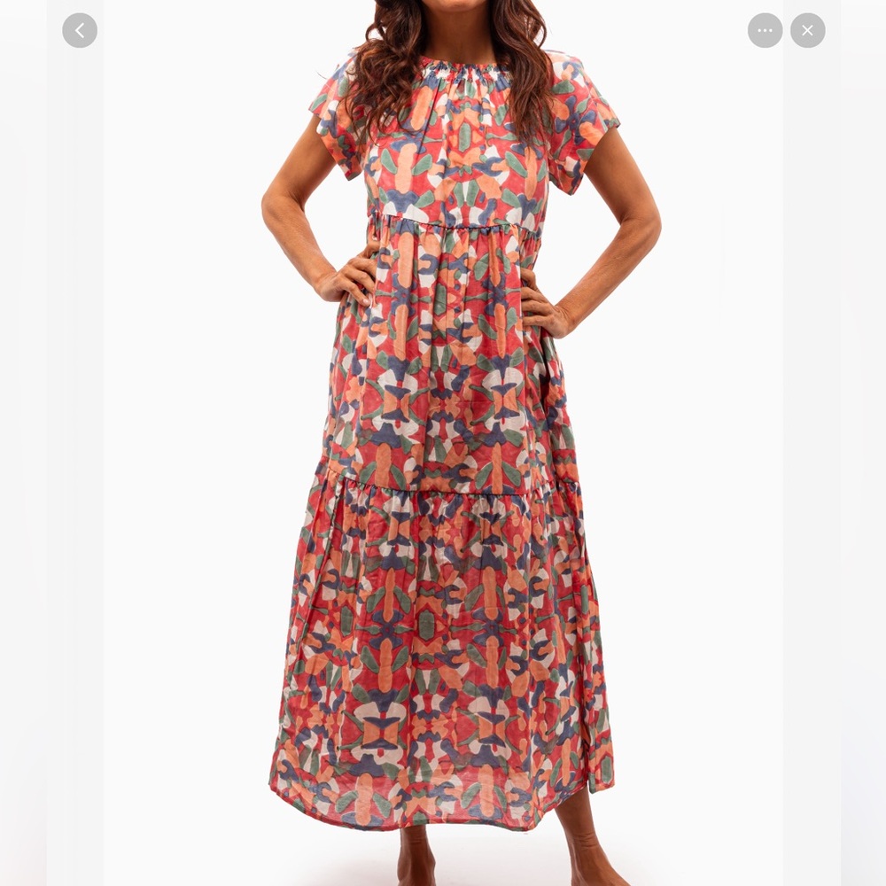 Green Patterned Maxi Dress - Lightweight Tiered Summer Dress - Picture 10 of 11